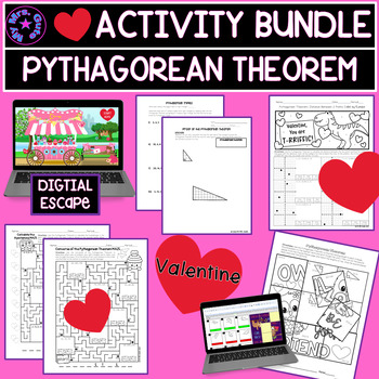 Preview of Valentine Pythagorean Theorem Activity Bundle