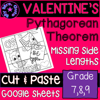 Preview of Valentine Pythagorean Theorem Worksheet Activity or Digital Picture