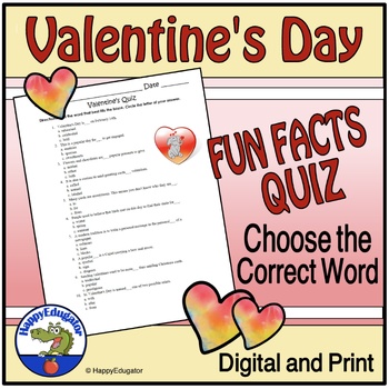 Preview of Valentine Quiz ELL Choose the Right Word with Easel Activity & Assessment