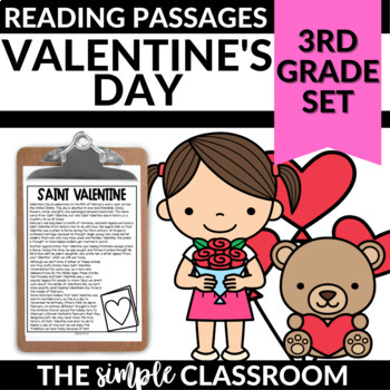 Preview of 3rd Grade Valentine's Day Reading Comprehension Passages