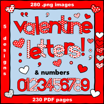Preview of Valentine Red Hearts Display Letters & Numbers Pack - 280 .png images
