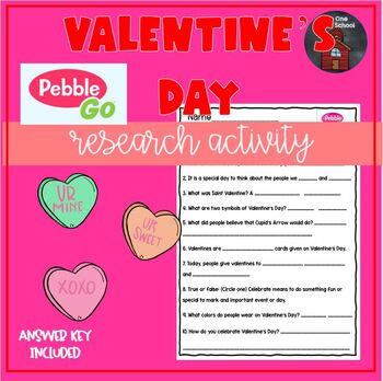 Preview of Valentine Research Activity- PebbleGo
