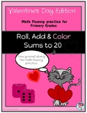 Valentine Roll Add and Color Sums to 20
