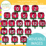 Valentine Rose Number Tiles Clip Art {MOVEABLE IMAGES}
