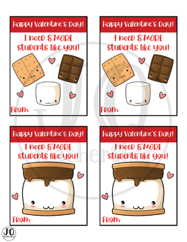 Set of 12 tags Valentine tags School Valentine Tags bags and ribbon are not included Smore Valentine Tags You make Valentines Day Smore fun Candy 