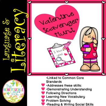 Preview of Valentine Scavenger Hunt Literacy Activities
