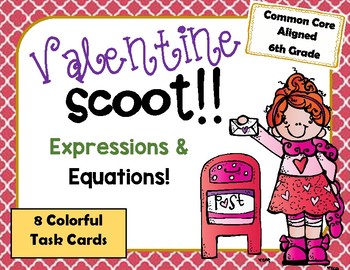 Preview of Valentine Scoot Expressions and Equations- 6th Grade