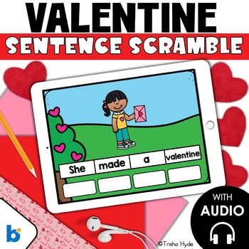 Preview of Valentine Sentence Scrambles | Mixed Up Sentences | Boom Cards