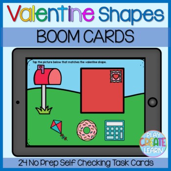 Preview of Valentine Shapes Digital Task Cards w/ BOOM cards