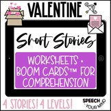 Valentine Short Stories Boom Cards™ + Worksheets BUNDLE - | Digital + Print