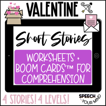 Preview of Valentine Short Stories Boom Cards™ + Worksheets BUNDLE - | Digital + Print