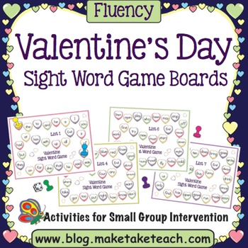 Sight Word Game Boards for Valentine's Day
