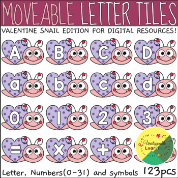 Preview of Valentine Snail Alphabet Letter Tiles