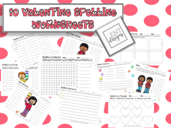 Preview of Valentine Spelling Worksheets