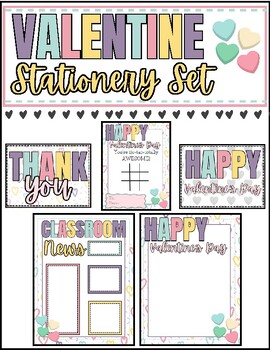 Preview of Valentine Stationery Set- Newsletter, Thank You Notes, Valentine Cards-Editable