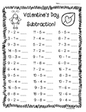 Valentine Subtraction Math Practice - 3 Leveled Worksheets