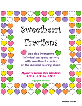 Preview of Valentine Sweetheart Fractions activity, aligned to CCS, grades 4-5