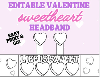 Preview of Valentine Sweetheart Headband Editable