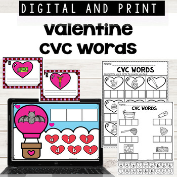 Preview of Valentines Day CVC Words Print and Digital Google Slides™
