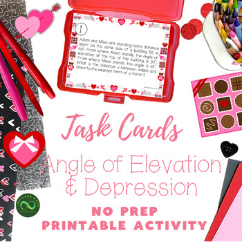 Preview of Valentine Task Cards - Angle of Elevation & Depression Word Problems
