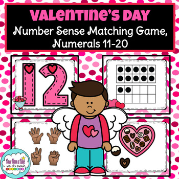 Preview of Valentine Teen Number Sense Matching Game, Numerals 11-20 | Math Center