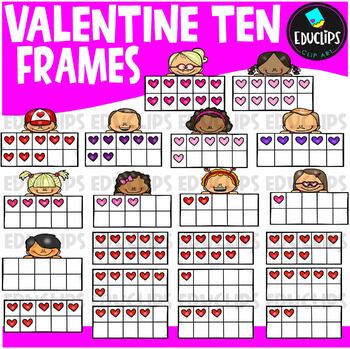 Preview of Valentine Ten Frames Clip Art Set {Educlips Clipart}