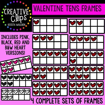 Preview of Valentine Tens Frames {Creative Clips Digital Clipart}