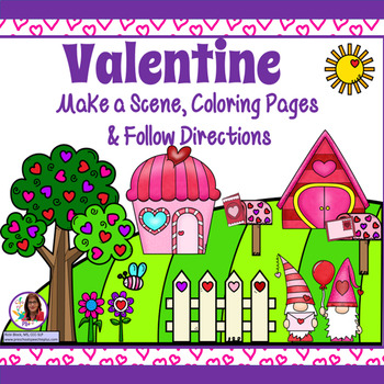 Preview of Valentine Color, Make A Scene and Follow Directions