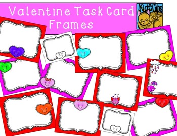 Preview of Valentine Theme Task Card Templates or Frames by Kid-E-Clips