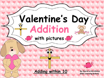 Valentine Themed Addition with Pictures (adding within 10):