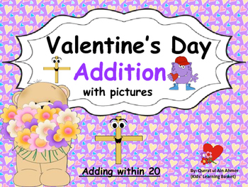 Valentine Themed Addition with Pictures (adding within 20):