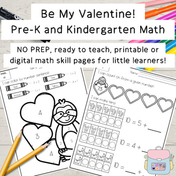 Preview of Valentine Themed Kindergarten Math Practice