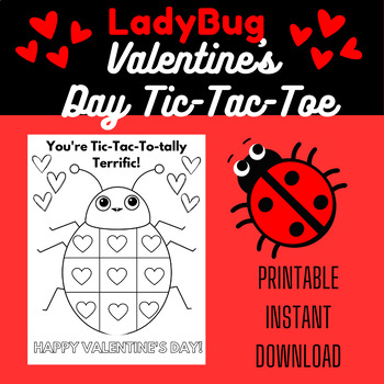 Preview of Valentine Tic-Tac-Toe Ladybug Valentine Game FREEBIE