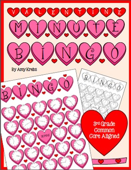 Preview of Valentine Clock Bingo (Time Bingo) - Time to the Minute