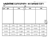 Valentine / Valentine's Day Consonant -LE Syllable Sort - 