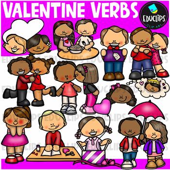 Preview of Valentine Verbs Clip Art Set {Educlips Clipart}