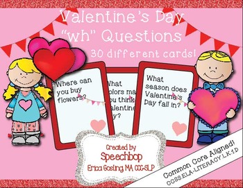 Preview of Valentine Wh Question Task Cards - Kindergarten {common core aligned}