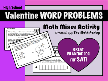 Preview of Valentine Word Problems - Math Mixer Activity - High School