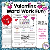 Valentine Word Work 12 Days of Valentine Activities for Li