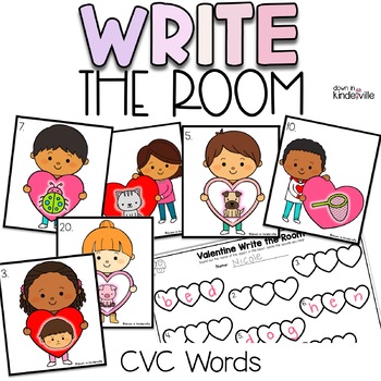 Preview of Valentine Write the Room- CVC Words | Phonics Activities