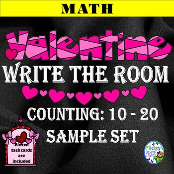 Preview of Valentine Write the Room Counting Set: 10 - 20  Sample Set