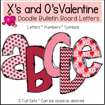 Preview of Valentine X's & O's Doodle Bulletin Board Alphabet & Numbers Valentine's Day