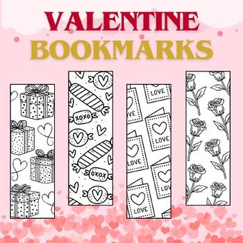 Preview of Valentine bookmarks, Cute for color, Coloring ,15 Fun Back to school
