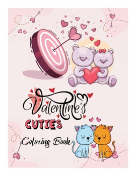 Preview of Valentine coloring book cute animal couple activity worksheet