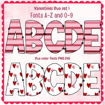 Preview of Valentine font A-Z ,0-9  PNG SVG ,Duo set 1