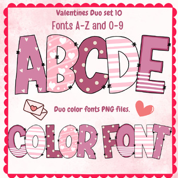Preview of Valentine font A-Z ,0-9 PNG SVG ,Duo set 10