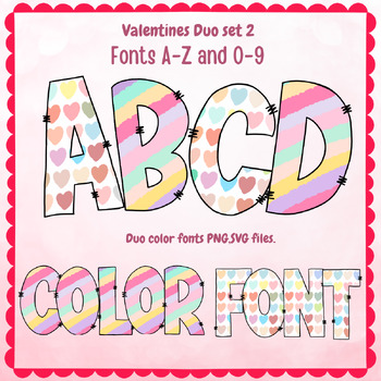 Preview of Valentine font A-Z ,0-9  PNG SVG ,Duo set 2