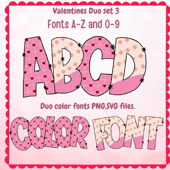 Preview of Valentine font A-Z ,0-9  PNG SVG ,Duo set 3