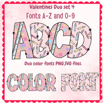 Preview of Valentine font A-Z ,0-9 PNG SVG ,Duo set 4