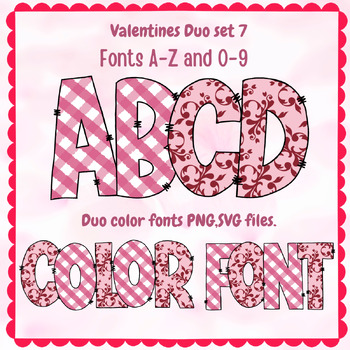 Preview of Valentine font A-Z ,0-9  PNG SVG ,Duo set 7